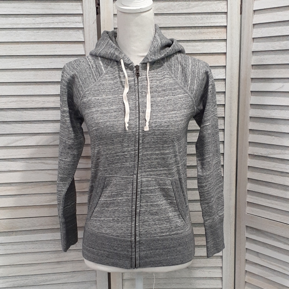 J Crew Womens Hoodie Gray Space Dye Full Zip Hooded Sweatshirt